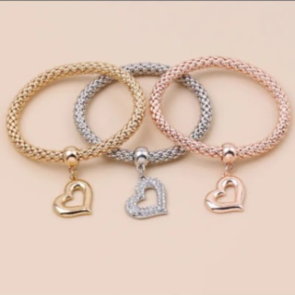 3 Piece Series Woven Bracelets, Popcorn Chain Stackable Elastic Bracelets